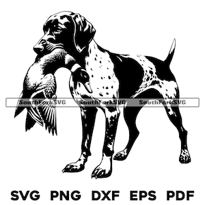 Braco Alemán de Pelo Corto Pato Caza Perro / svg png dxf eps pdf / vector gráfico corte archivo láser clip art / descarga instantánea uso comercial