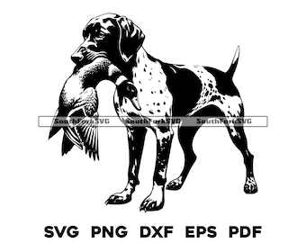 German Shorthaired Pointer Duck Hunting Dog | svg png dxf eps pdf | vector graphic cut file laser clip art | instant download commercial use