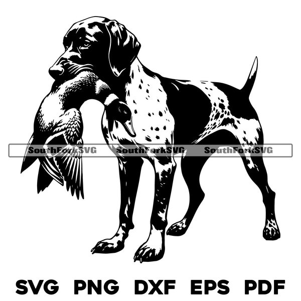 German Shorthaired Pointer Duck Hunting Dog | svg png dxf eps pdf | vector graphic cut file laser clip art | instant download commercial use