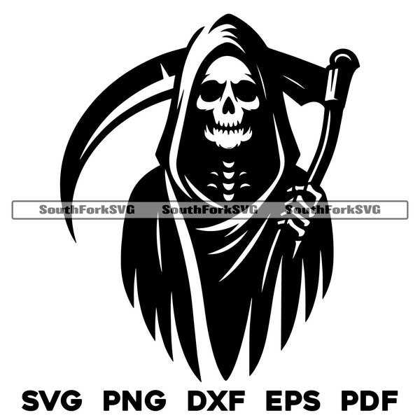 Grim Reaper Design 3 | svg png dxf eps pdf | vector graphic design cut print laser engrave files | digital download commercial use