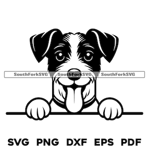 Peeking Russell Terrier Dog Head Design svg png dxf eps pdf | vector graphic cut file laser clip art instant digital download commercial use
