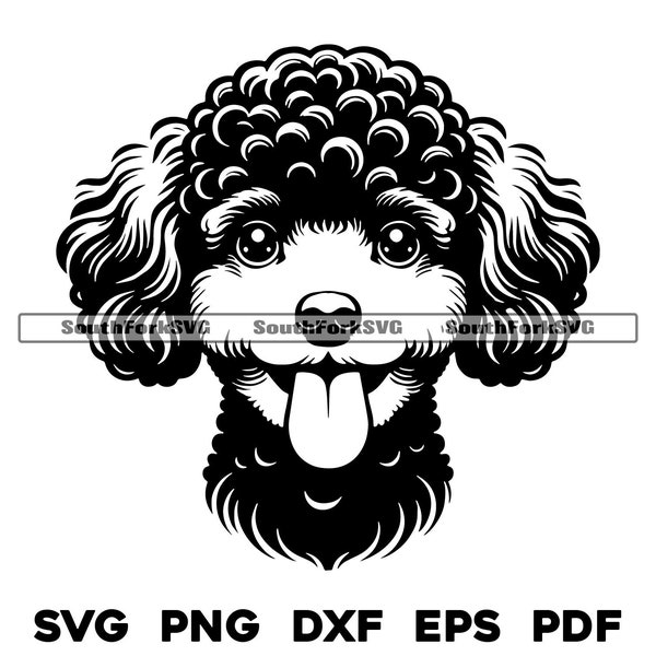 Toy Poodle Dog Head Design | svg png dxf eps pdf | vector graphic cut file laser clip art | instant digital download commercial use