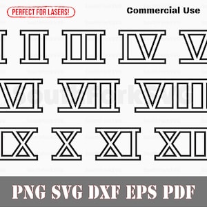 Pacote de contornos de numerais romanos svg png dxf eps pdf | arquivos de impressão de corte e gravação a laser, clipart gráfico vetorial, download digital, uso comercial