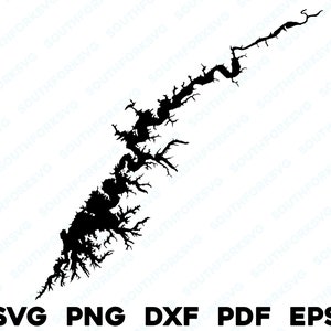 South Holston Lake Tennessee kaart vorm silhouet svg png dxf pdf eps vector grafisch ontwerp gesneden gravure laserbestand afbeelding boot meerhuis