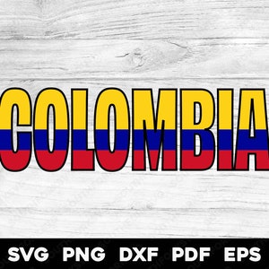 Diseño de nombre de bandera colombiana / svg png dxf eps pdf / diseño gráfico vectorial corte impresión tinte sub láser grabado archivos de descarga digital