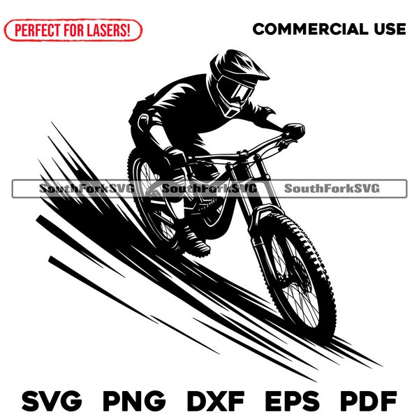 Mountain Biker svg png dxf eps pdf | vector graphic design cut print dye sub laser engrave digital files commercial use