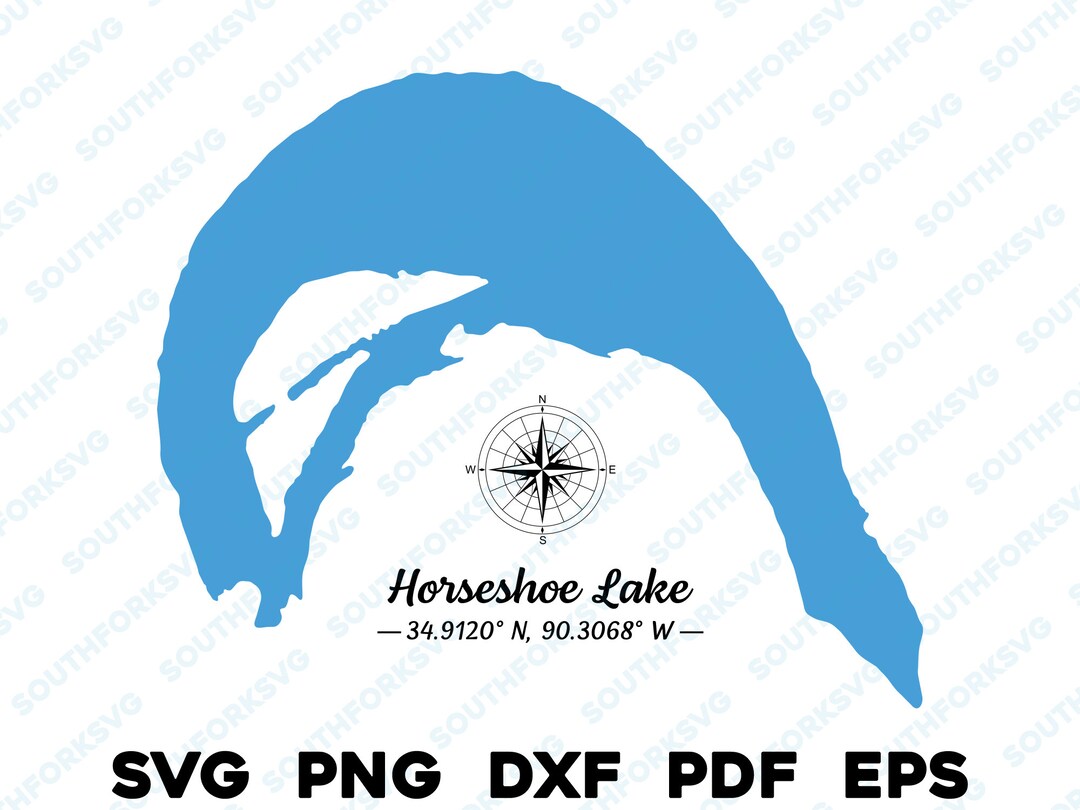 Horseshoe Lake Arkansas Map Shape Silhouette Svg Png Dxf Pdf Etsy