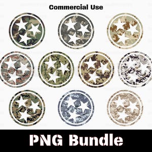 Pacote de arquivos PNG camuflados Tennessee Tri Star | Design gráfico, download instantâneo, impressão por sublimação de tinta, clipart transparente, uso comercial