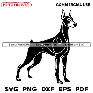 Dobermann Pinscher Line Art svg png dxf eps pdf | vector graphic cut file laser clip art | instant digital download commercial use