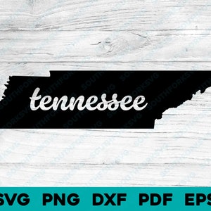 Silhouet staat Tennessee met geschreven tekst | svg png dxf eps pdf | vector grafisch ontwerp gesneden print dye sub laser cnc digitale bestanden