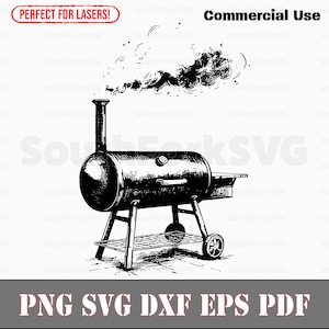 BBQ Smoker Grill svg png dxf eps pdf | lasergraveren gesneden afdrukbestanden vectorillustraties | direct digitaal downloaden voor commercieel gebruik