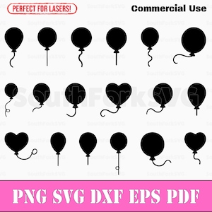 Ensemble de silhouettes de ballons simples svg png dxf eps pdf | Illustration vectorielle découpée, impression, teinture, gravure laser, clip art, utilisation commerciale