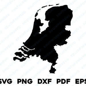 Nederland land silhouet & omtrek vormen svg png dxf pdf eps vector grafisch ontwerp knippen graveren laserbestand afbeelding kaart Europa