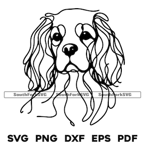 Dessin au trait Épagneul King Charles | svg png dxf eps pdf graphique vectoriel découpé fichier laser clip art | Téléchargement numérique instantané, utilisation commerciale