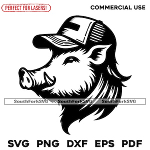 Pig Mullet Trucker Hat svg png dxf eps pdf | vector graphic cut file laser clip art | instant digital download commercial use