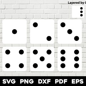 Set met dobbelstenen: 1 laag op kleur | svg png dxf eps pdf | vector grafisch ontwerp gesneden print dye sub laser graveren digitale bestanden commercieel gebruik