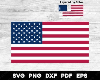American Flag USA United States Flag | svg png dxf eps pdf | Layered by Color vector graphic design cut print dye sub laser digital files