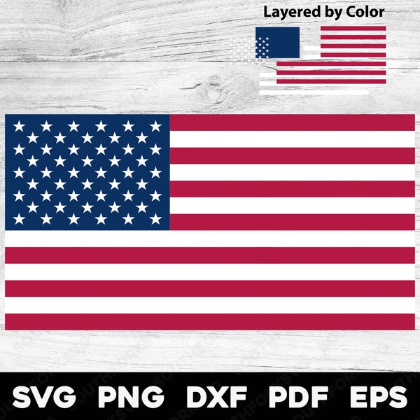 American Flag USA United States Flag | svg png dxf eps pdf | Layered by Color vector graphic design cut print dye sub laser digital files