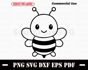 Linda abeja bebé SVG, PNG, DXF, EPS, PDF, diseño gráfico vectorial, corte, impresión, sublimación de tinta, grabado láser, archivos, plantilla, uso comercial, descarga instantánea