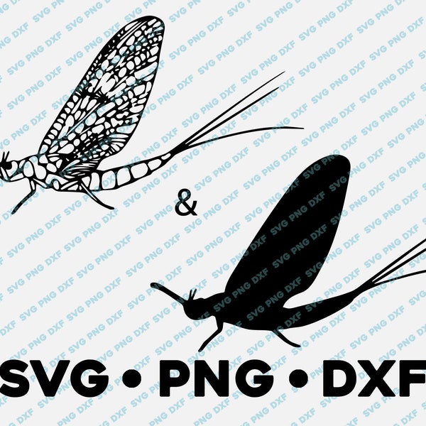 Mayfly SVG PNG DXF vector transparent  cameo silhouette cut file saying htv vinyl decal fishing hunting outdoors nature animal