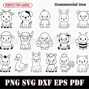 Cute Baby Farm Animals Bundle svg png dxf eps pdf | vector graphic design cut print dye sub laser engrave files stencil commercial use