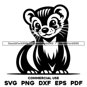 Ferret Cartoon Design | svg png dxf eps pdf | vector graphic cut file laser clip art | instant digital download commercial use