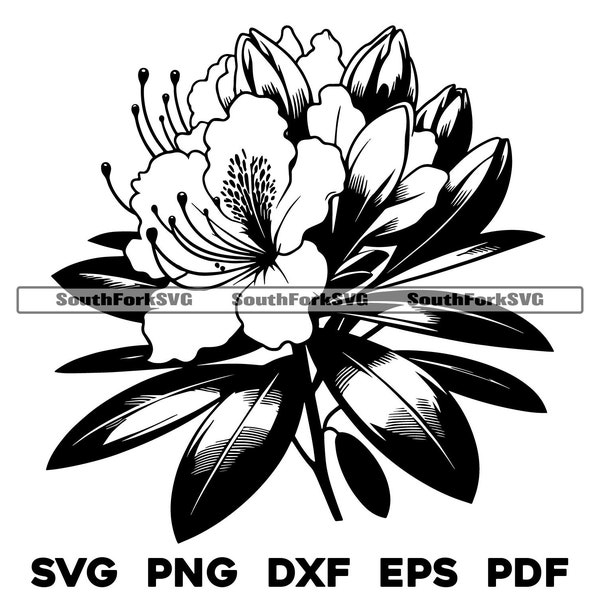 Rhododendron Flower Floral Design svg png dxf eps pdf | vector graphic cut file laser clip art | instant digital download commercial use