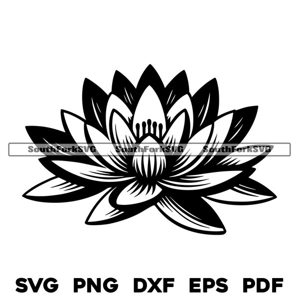 Water Lily Flower Floral Design svg png dxf eps pdf | vector graphic cut file laser clip art | instant digital download commercial use