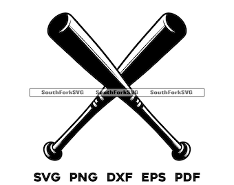 Crossed Baseball Bats Design | svg png dxf eps pdf | transparent graphic design cut print dye sub laser engrave cnc files commerical use