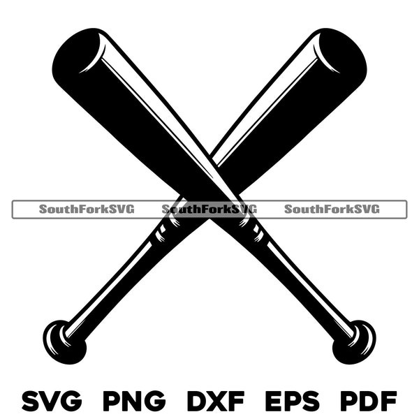 Crossed Baseball Bats Design | svg png dxf eps pdf | transparent graphic design cut print dye sub laser engrave cnc files commerical use