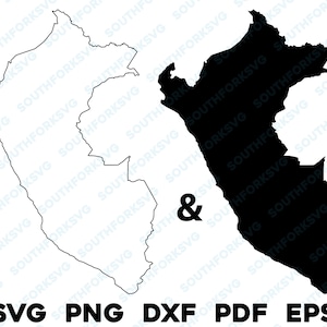 Pérou pays Silhouette & contour formes svg png dxf pdf eps vector design graphique découpé fichier laser image carte Amérique du Sud