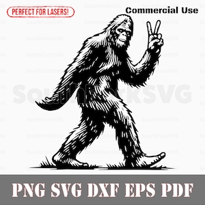 Bigfoot Peace Sign Yeti Sasquatch svg png dxf pdf eps / progettazione grafica vettoriale taglio stampa colorante sub laser incide file digitali uso commerciale