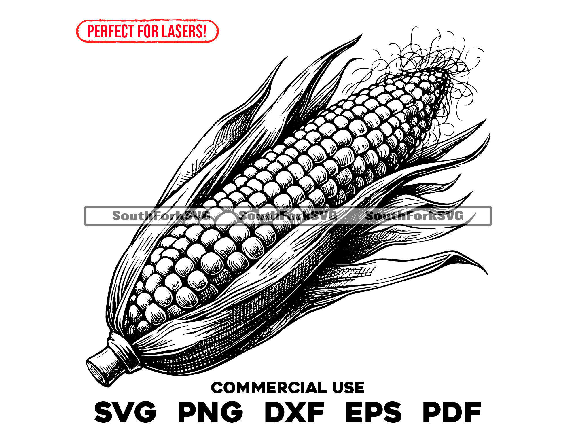 Laser Engrave Files Ear of Corn svg png dxf eps pdf | graphic cut print dye sub laser cnc files commercial use