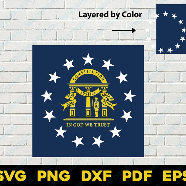 Georgia State Flag svg png dxf eps pdf vector graphic design digital file U.S. 50 State Flags USA America United States Flags