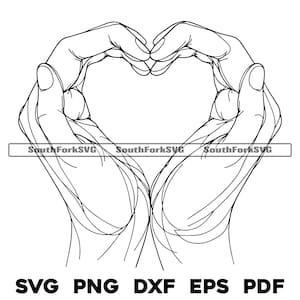 Hand hart eenvoudige minimale lijntekeningen svg png dxf eps pdf | vectorafbeelding snijbestand laserclipart | direct digitaal downloaden voor commercieel gebruik
