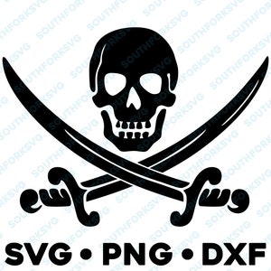 Drapeau pirate navire SVG PNG DXF superposés par couleur fichier coupé vector graphisme clip art squelette os croisés punk goth épées