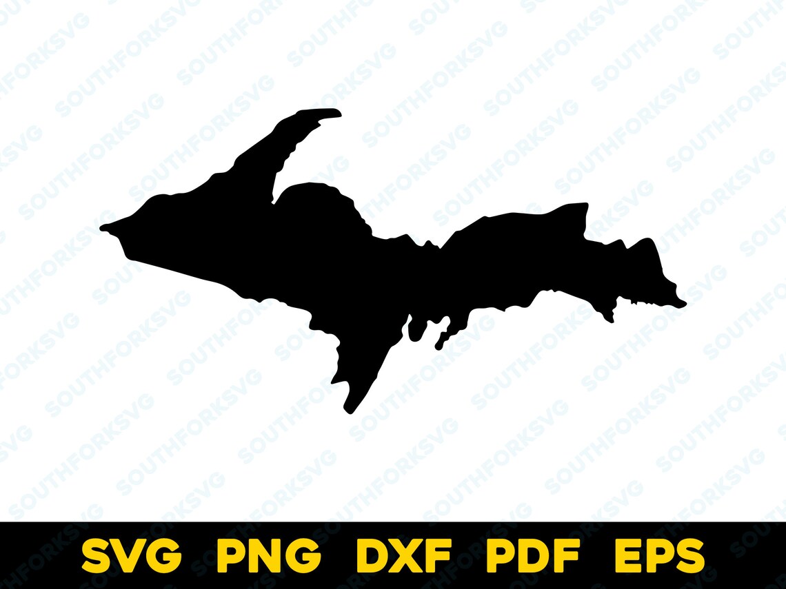 Michigan Upper Peninsula Simple Silhouette Map Shape | Svg Png Dxf Pdf ...