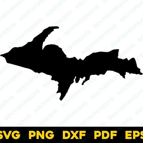 Michigan Upper Peninsula Simple Silhouette Map Shape | svg png dxf pdf eps | vector graphic design cut print dye sub laser cnc engrave files