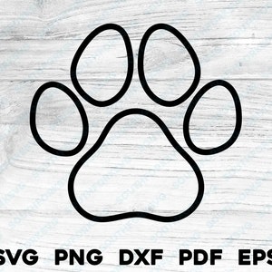 Contour d'empreinte de patte de chien | svg png dxf eps pdf | graphique vectoriel découpé fichier laser clip art | Téléchargement numérique instantané, utilisation commerciale