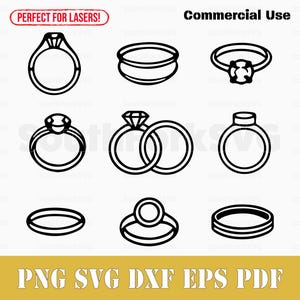 Eenvoudige ringen bundel svg png dxf eps pdf | vector grafisch ontwerp gesneden print kleurstof sub laser graveren bestanden commercieel gebruik