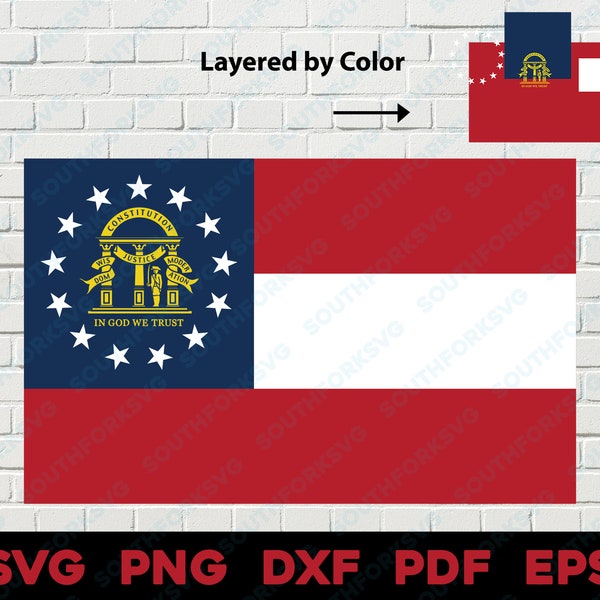 Georgia State Flag svg png dxf eps pdf vector graphic design digital file U.S. 50 State Flags USA America United States Flags