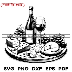 Lasergraveren bestand vleeswaren wijn & kaasplank svg png dxf eps pdf | transparant vector grafisch ontwerp gesneden print kleurstof sub commercieel gebruik