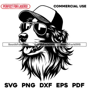 Gorra de camionero Border Collie Mullet svg png dxf eps pdf / diseño gráfico vectorial corte impresión sublimación láser cnc archivos digitales uso comercial