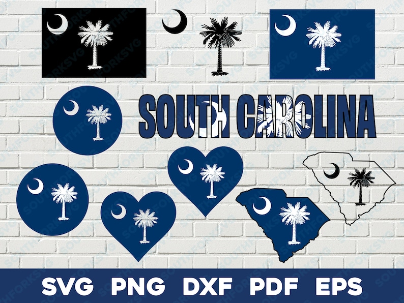 South Carolina State Flag Designs Bundle Svg Png Dxf Eps Pdf Vector ...