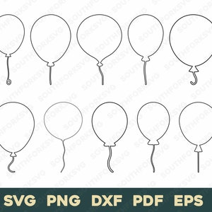 Simple Balloon Outlines Bundle 1 | svg png dxf eps pdf | vector graphic cut print dye sub laser engrave clip art commercial use