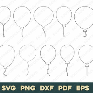 Bundel met eenvoudige balloncontouren 1 | svg png dxf eps pdf | vectorafbeelding knippen afdrukken kleurstof sub laser graveren illustraties commercieel gebruik