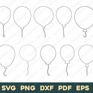 Simple Balloon Outlines Bundle 1 | svg png dxf eps pdf | vector graphic cut print dye sub laser engrave clip art commercial use