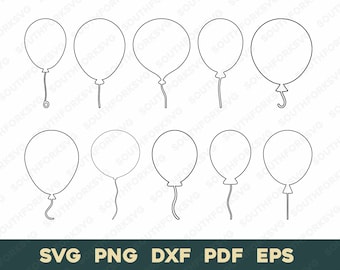 Simple Balloon Outlines Bundle 1 | svg png dxf eps pdf | vector graphic cut print dye sub laser engrave clip art commercial use