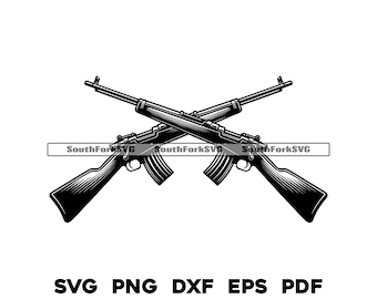 Crossed Rifles Design Files svg png dxf pdf eps | Fichiers numériques laser transparents découpés, impression vectorielle, impression à colorant, utilisation commerciale