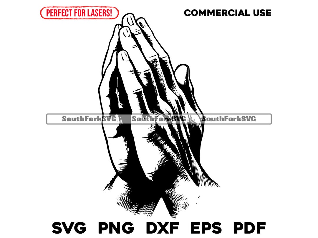 Pyaying Hand Cd R Dxf File Praying Hands Palms Laser Engrave Files Svg Png Dxf Eps Pdf | Vector ...